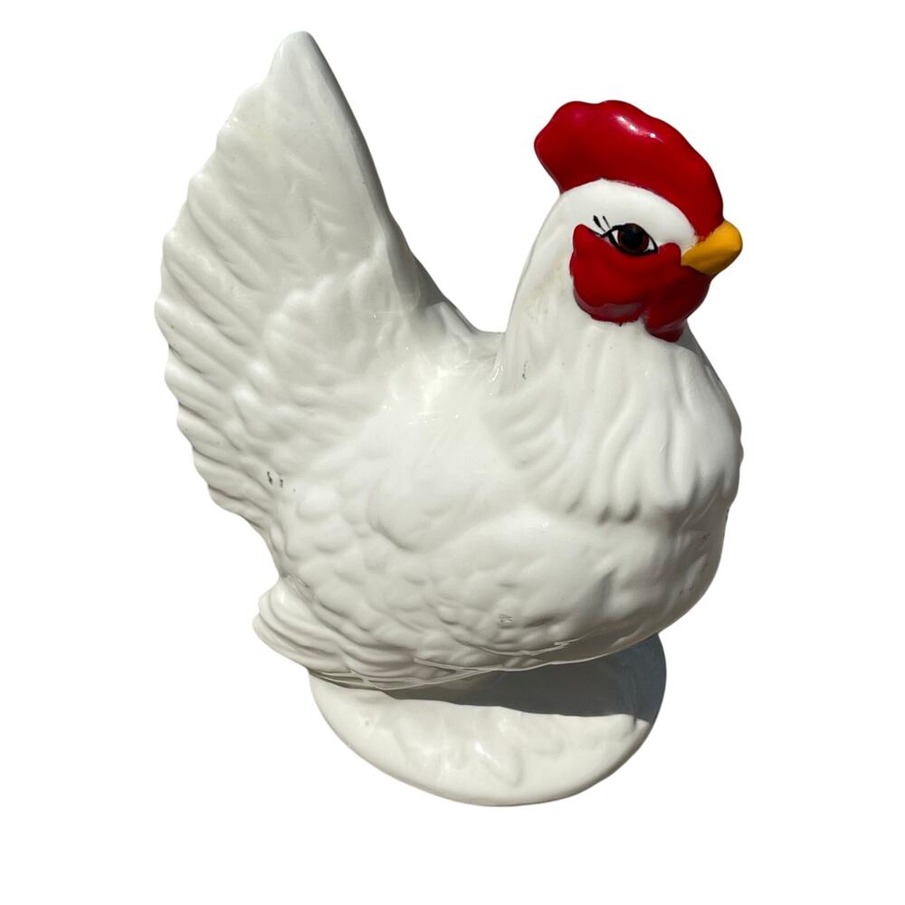 VTG Hand Painted‎ Chicken Hen Figurine Folk Art Kitschy Animal Retro